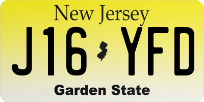 NJ license plate J16YFD