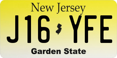 NJ license plate J16YFE