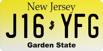 NJ license plate J16YFG
