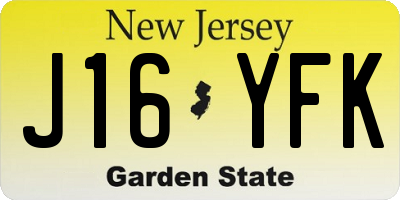 NJ license plate J16YFK