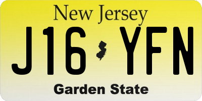 NJ license plate J16YFN