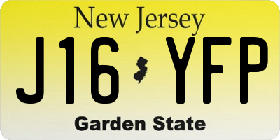 NJ license plate J16YFP