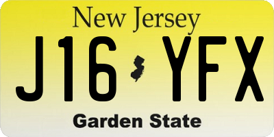 NJ license plate J16YFX