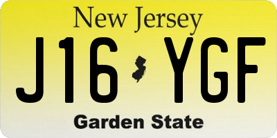 NJ license plate J16YGF