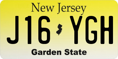 NJ license plate J16YGH