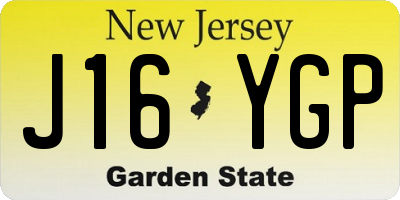NJ license plate J16YGP