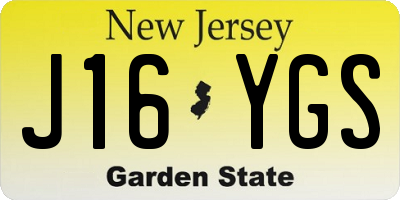 NJ license plate J16YGS