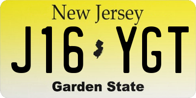NJ license plate J16YGT