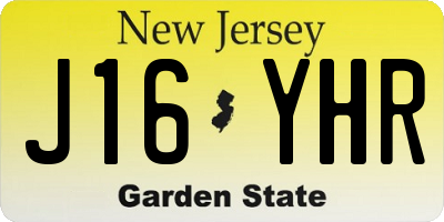 NJ license plate J16YHR