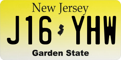 NJ license plate J16YHW