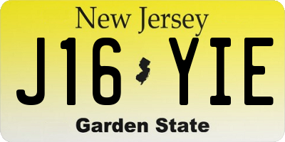 NJ license plate J16YIE