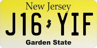 NJ license plate J16YIF