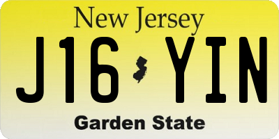 NJ license plate J16YIN