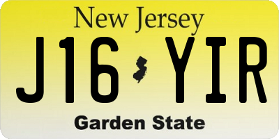 NJ license plate J16YIR