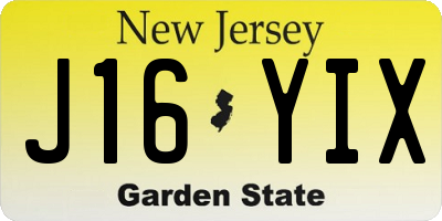 NJ license plate J16YIX