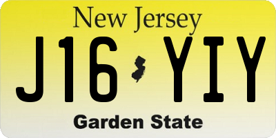 NJ license plate J16YIY