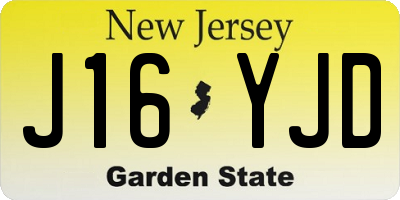 NJ license plate J16YJD
