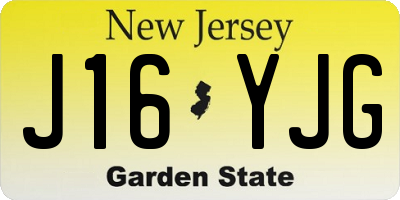 NJ license plate J16YJG