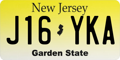 NJ license plate J16YKA