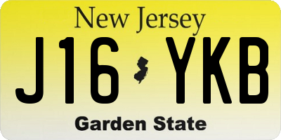 NJ license plate J16YKB