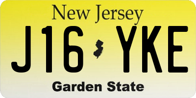 NJ license plate J16YKE