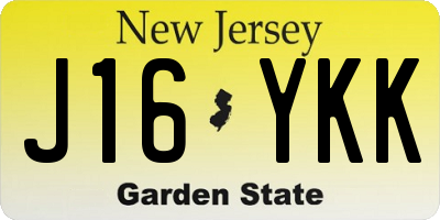 NJ license plate J16YKK