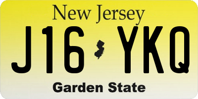 NJ license plate J16YKQ