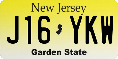 NJ license plate J16YKW