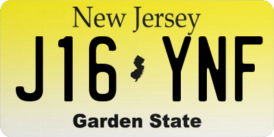 NJ license plate J16YNF