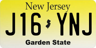 NJ license plate J16YNJ
