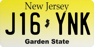 NJ license plate J16YNK