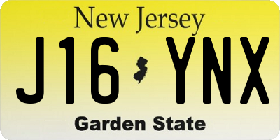 NJ license plate J16YNX