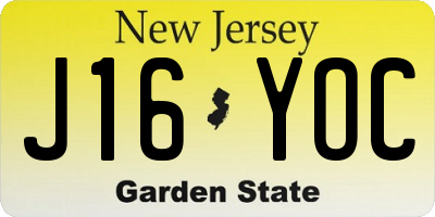NJ license plate J16YOC