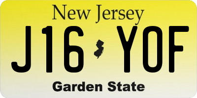 NJ license plate J16YOF