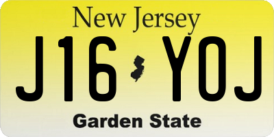 NJ license plate J16YOJ