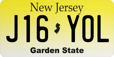 NJ license plate J16YOL