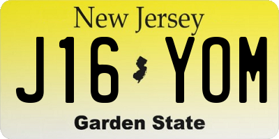 NJ license plate J16YOM