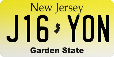 NJ license plate J16YON