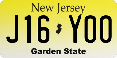 NJ license plate J16YOO