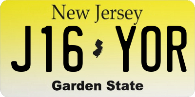 NJ license plate J16YOR