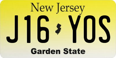 NJ license plate J16YOS