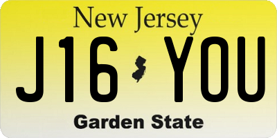 NJ license plate J16YOU