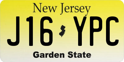 NJ license plate J16YPC