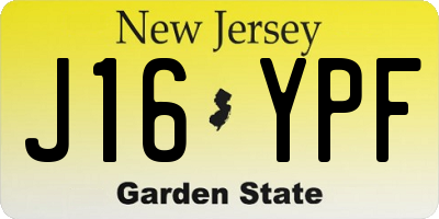 NJ license plate J16YPF