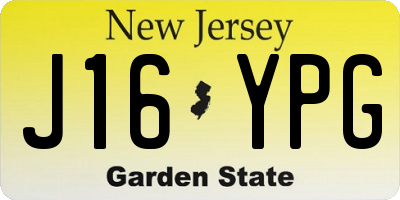 NJ license plate J16YPG