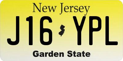 NJ license plate J16YPL
