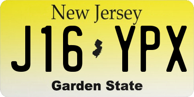 NJ license plate J16YPX