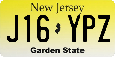 NJ license plate J16YPZ