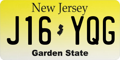 NJ license plate J16YQG