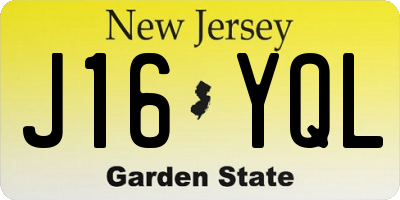 NJ license plate J16YQL